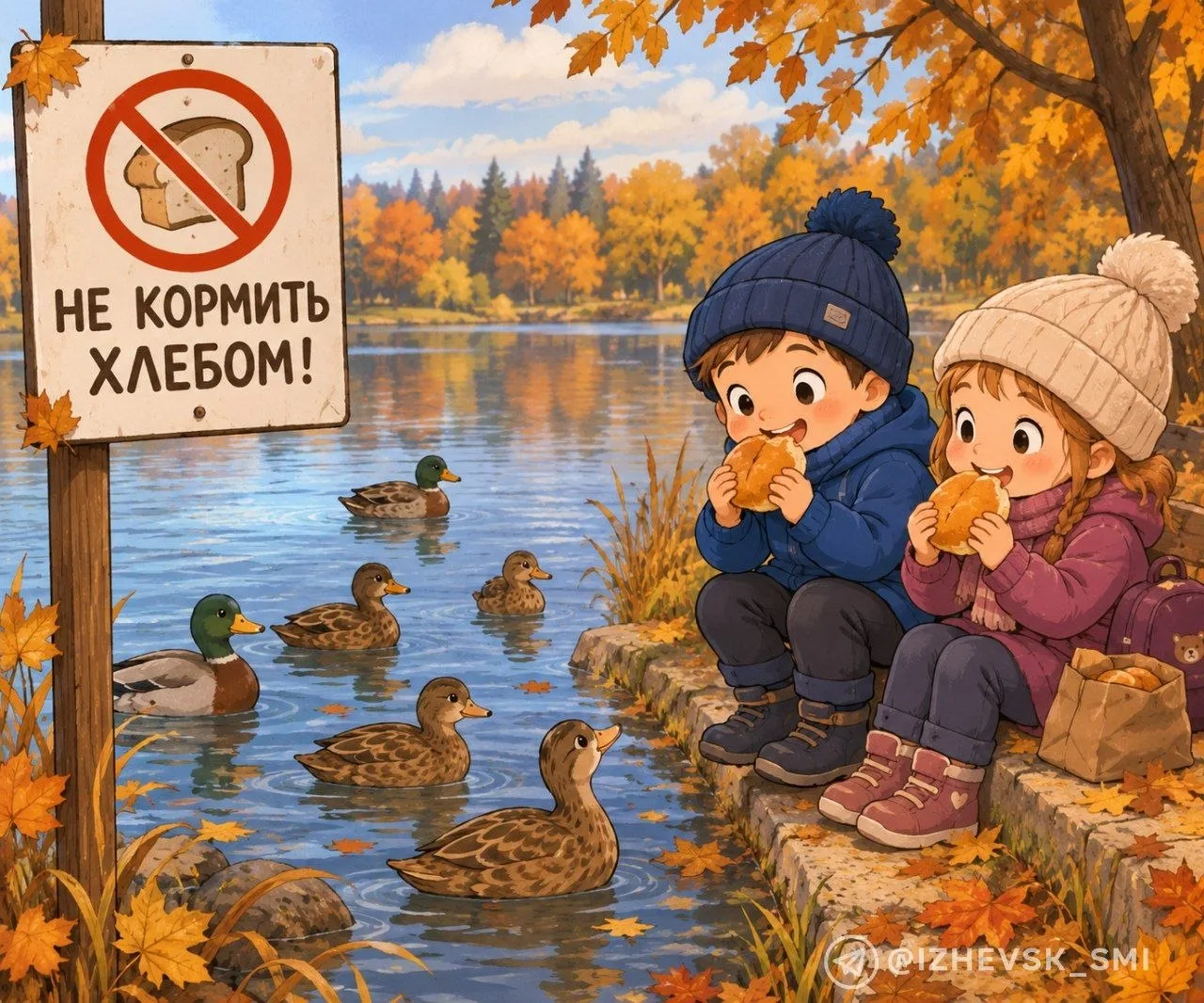 Ижевская ветстанция просит не кормить уточек хлебом.