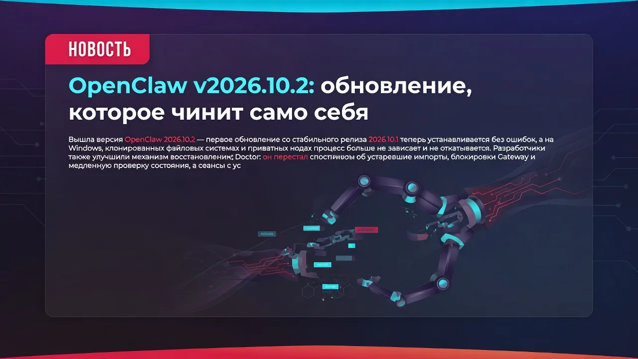 OpenClaw v2026.10.2: обновление, которое чинит само себя