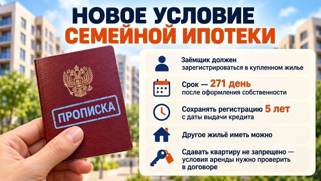 Семейную ипотеку привяжут к прописке в купленной квартире
