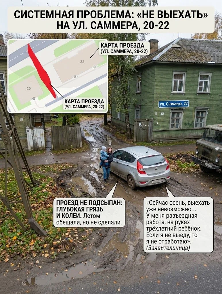 В редакцию обратилась жительница Вологды. Она сообщает: заезд во двор между домами на у...