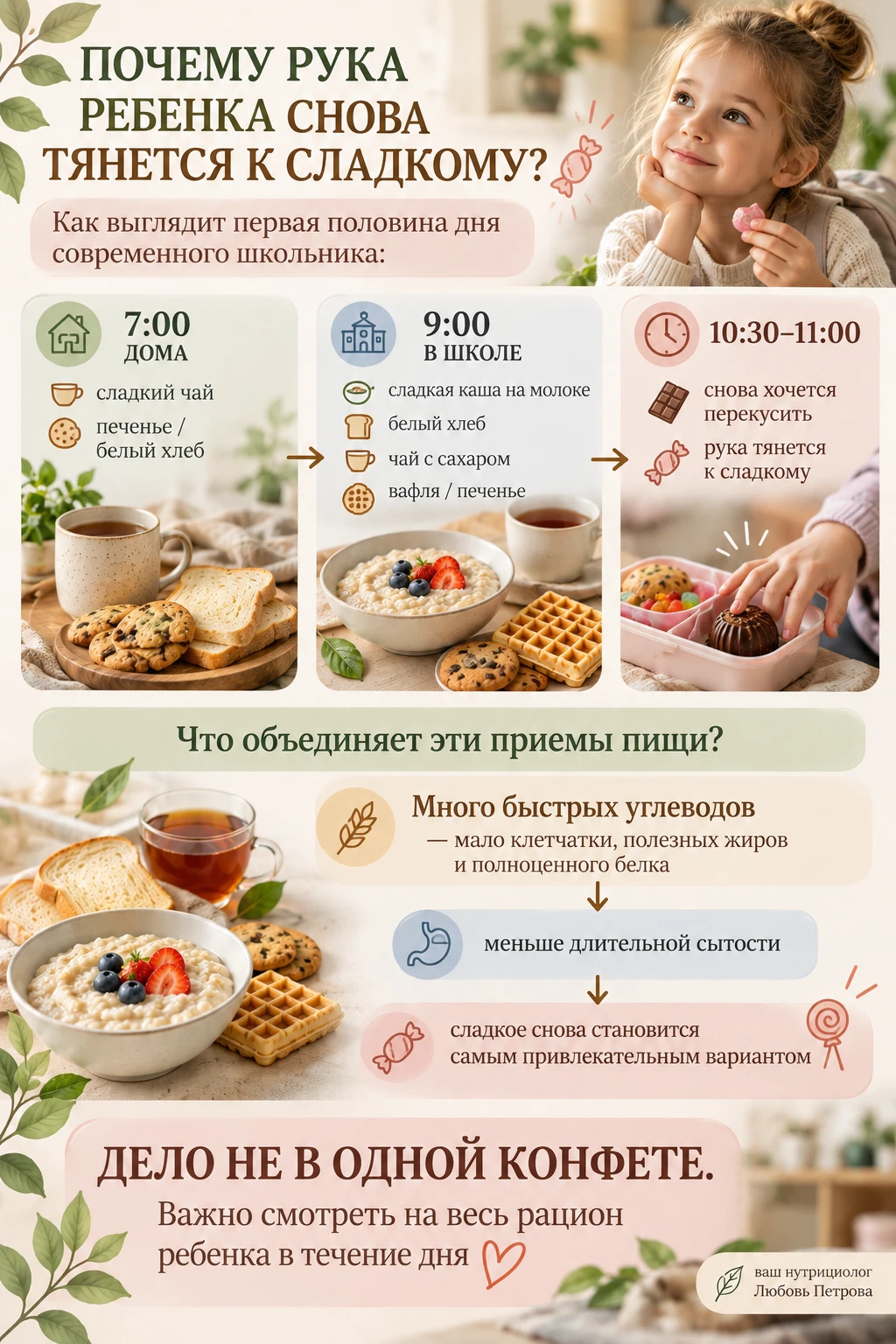 Почему рука ребенка тянется к сладкому в школе? Разбираем школьный завтрак 👇