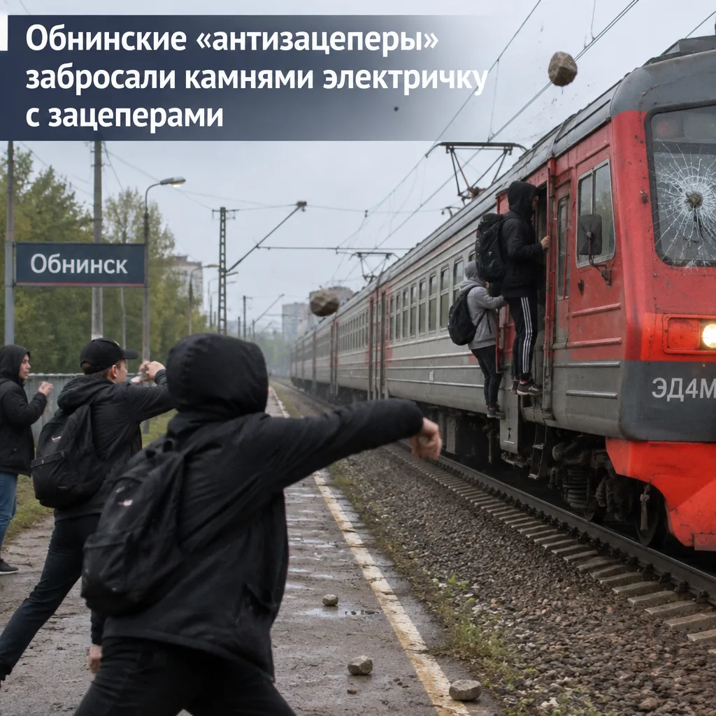 🤯Обнинские «антизацеперы» забросали камнями электричку с зацеперами