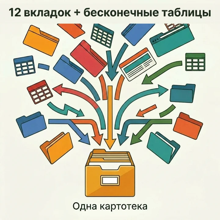 Одна картотека вместо 12 вкладок и бесконечных таблиц