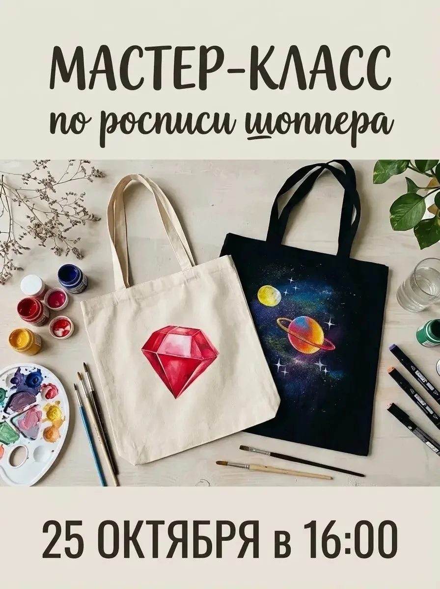 🎉 Мастер-класс по росписи шоппера — создай свой уникальный аксессуар! 🎉