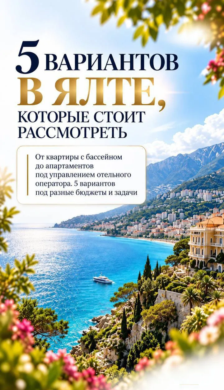 ⏩ 5 вариантов недвижимости в Ялте — под разные бюджеты и задачи