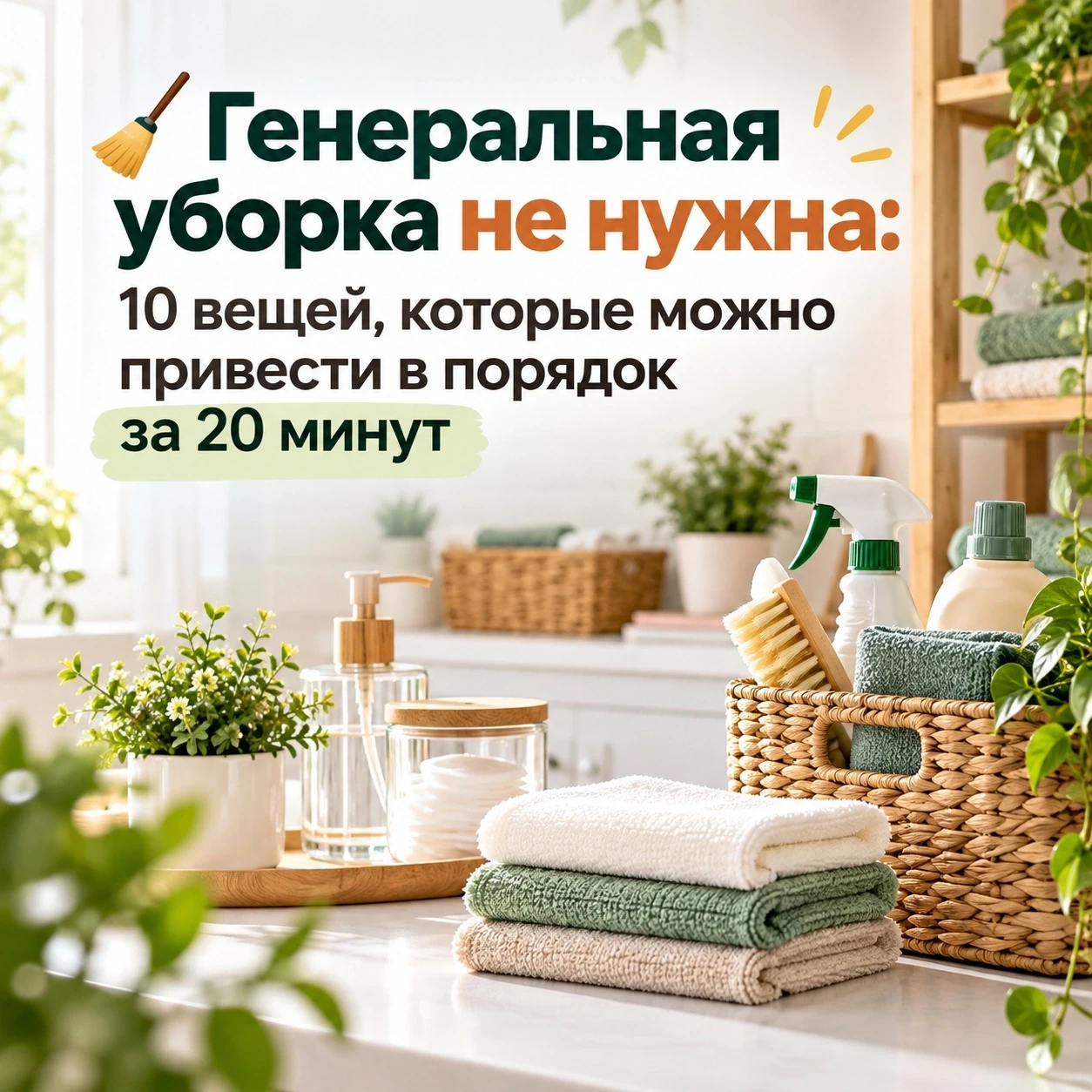 🧹 Генеральная уборка не нужна: 10 вещей, которые можно привести в порядок за 20 минут