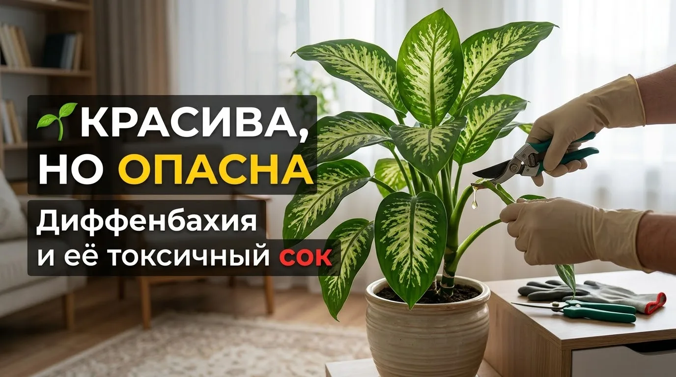 🌱Красива, но опасна: Диффенбахия и её токсичный сок