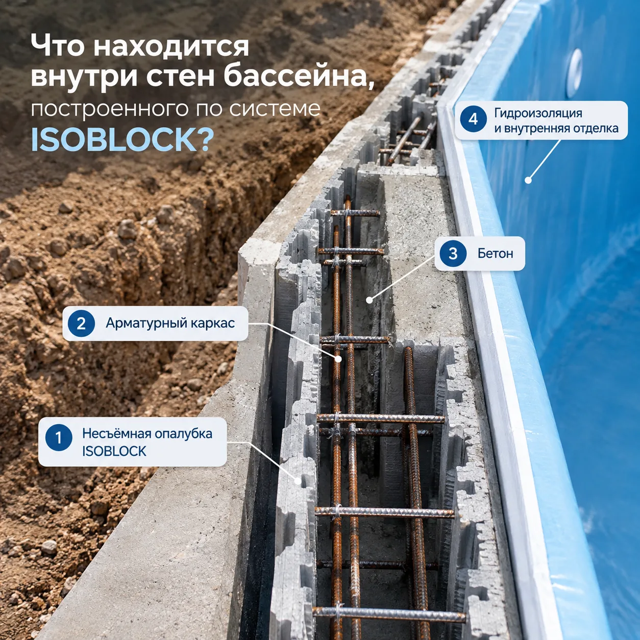 🏗️ Что находится внутри стен бассейна, построенного по системе ISOBLOCK?