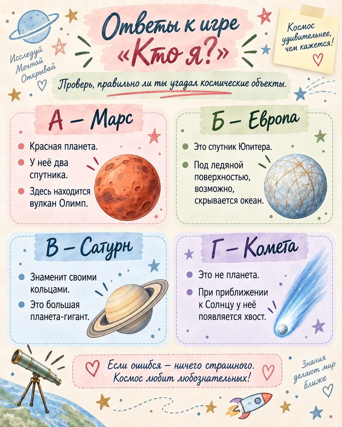 Доброе утро! Ответы к игре.