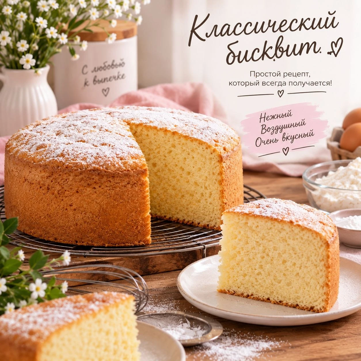 🍰 Сегодня делюсь своим любимым классическим бисквитом