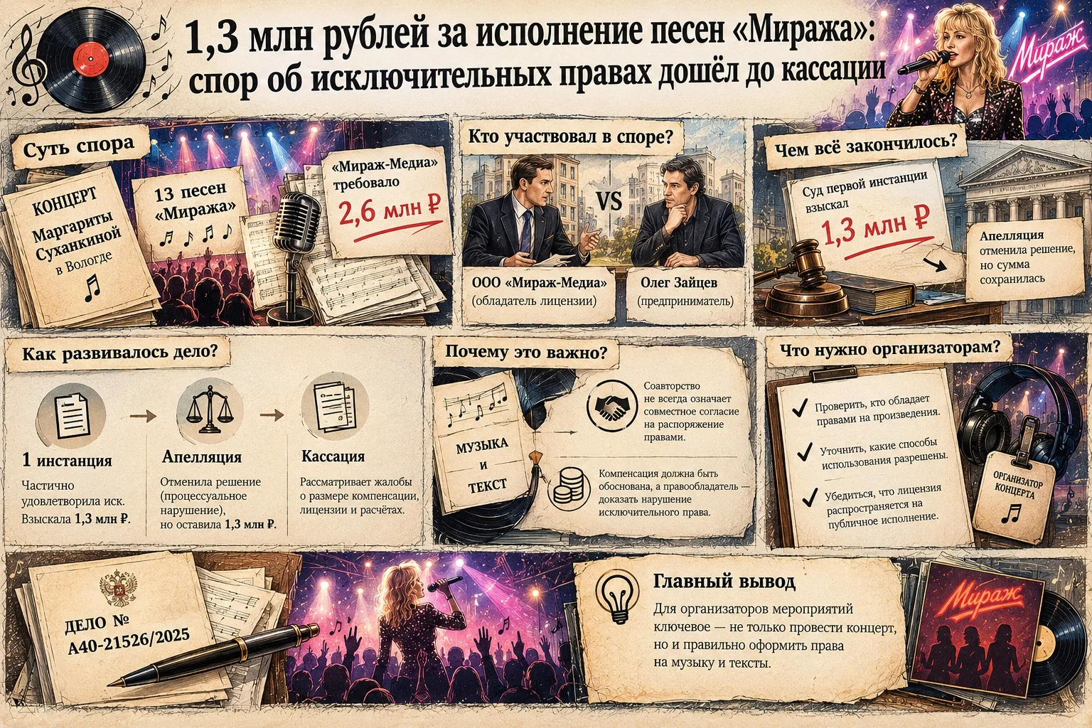 🎵 1,3 млн рублей за исполнение песен «Миража»: спор об исключительных правах дошёл до ...