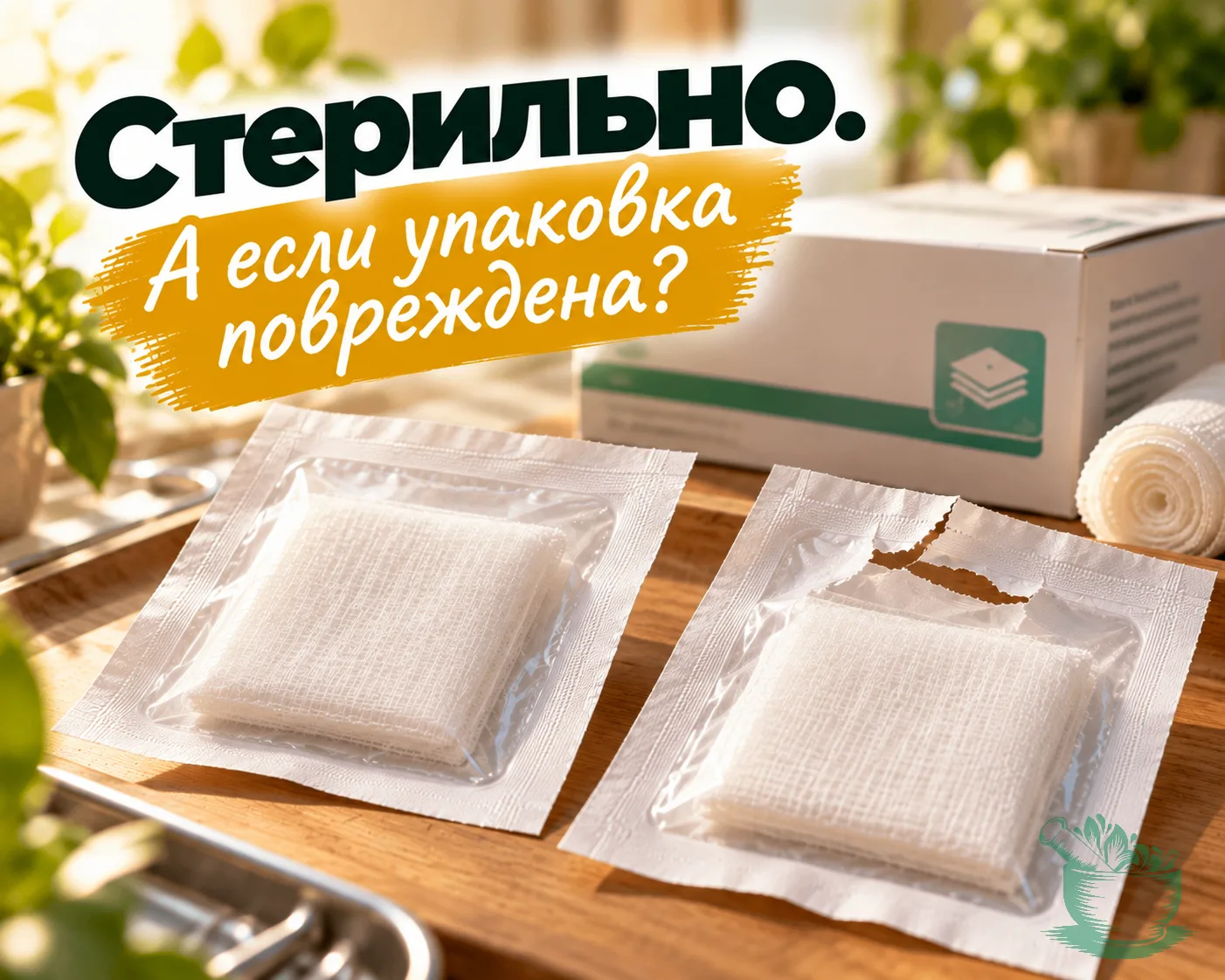 🩹 На стерильной салфетке надорван пакетик. Но сама-то она чистая — можно использовать?