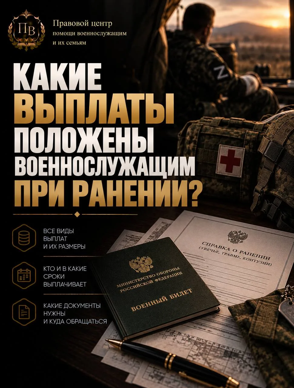 📌 Какие выплаты положены военнослужащим при ранении?