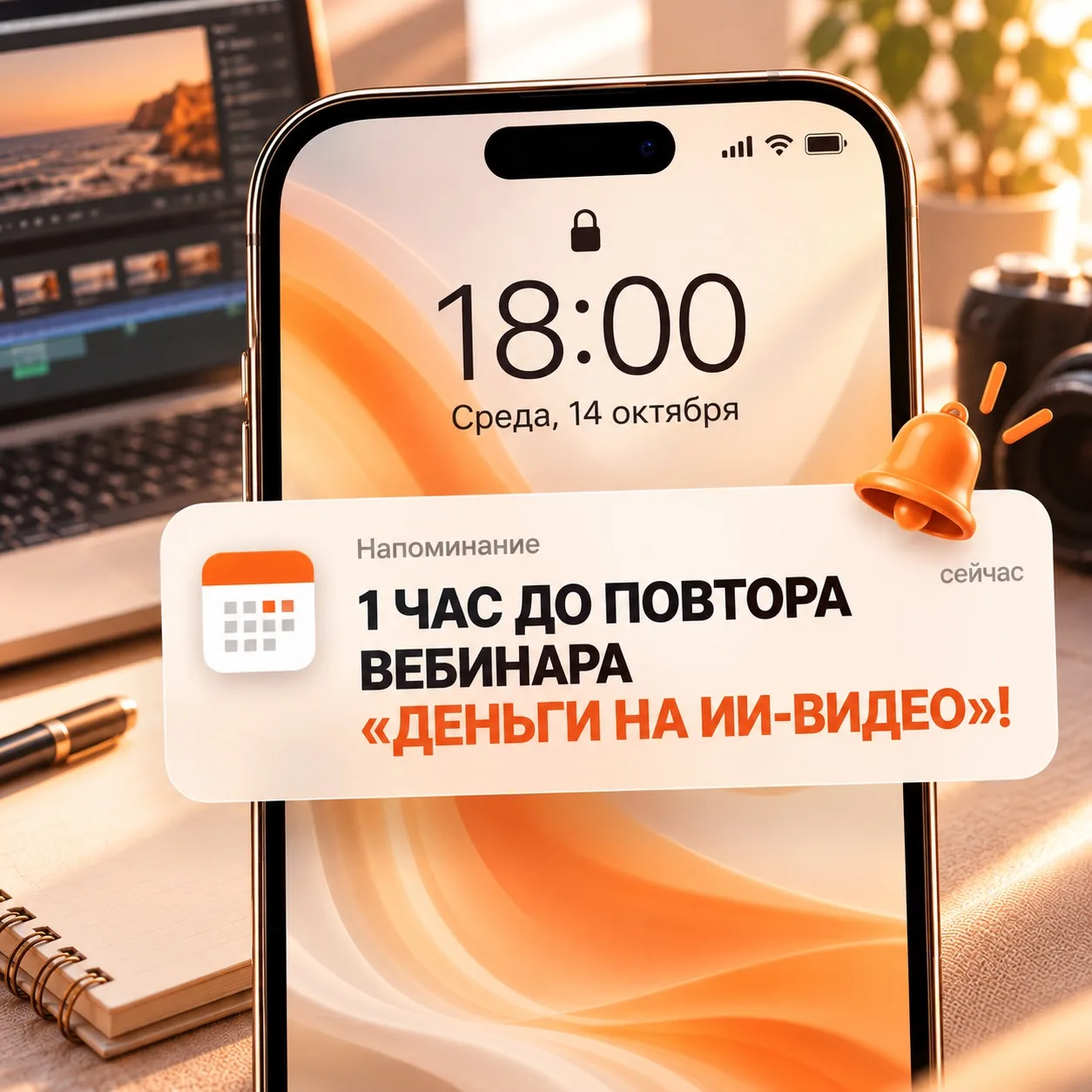 1 ЧАС ДО ПОВТОРА ВЕБИНАРА «ДЕНЬГИ НА ИИ-ВИДЕО»!
