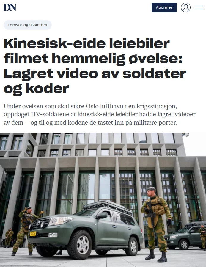 Норвежская Dagens Næringsliv пишет: Норвежские солдаты обнаружили, что арендованные авт...