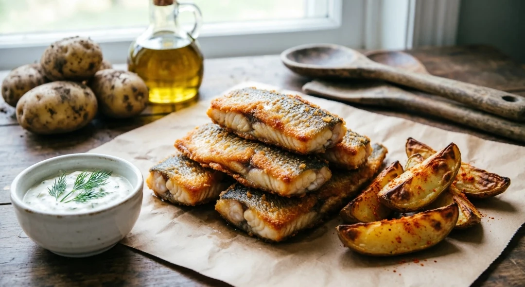 🐟 СОЧНЫЕ РЫБНЫЕ НАГГЕТСЫ В ХРУСТЯЩЕЙ КОРЧКЕ С КАРТОФЕЛЬНЫМИ ДОЛЬКАМИ — 98₽/порция