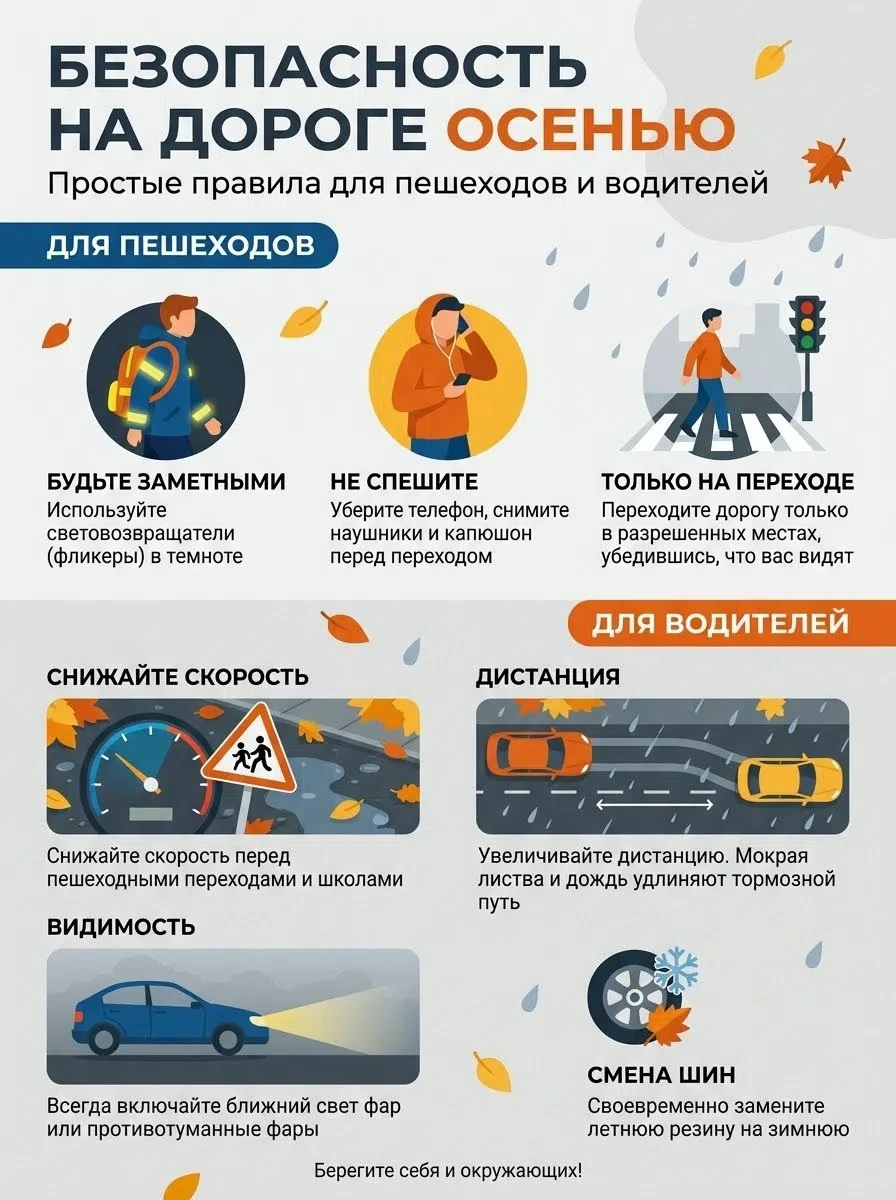 🍂Безопасность на дороге осенью!‼️