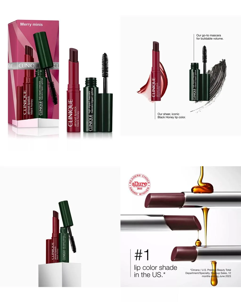 💓Clinique Merry Minis: Подарочный набор туши для ресниц и черной медовой помады, польз...