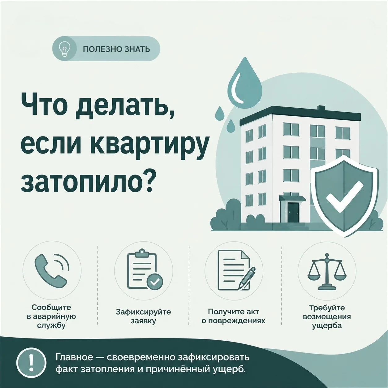 🛠💧 Что делать, если произошла авария и квартиру затопило?