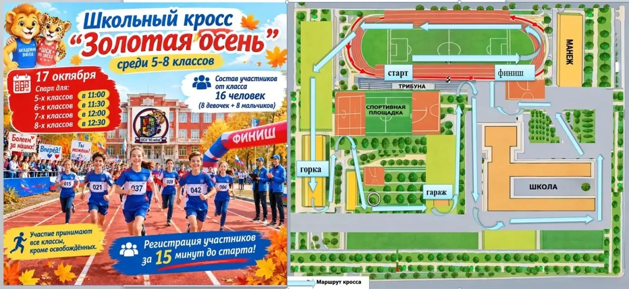 Схема 🏃‍♂️Школьного осеннего кросса🏃‍♀️