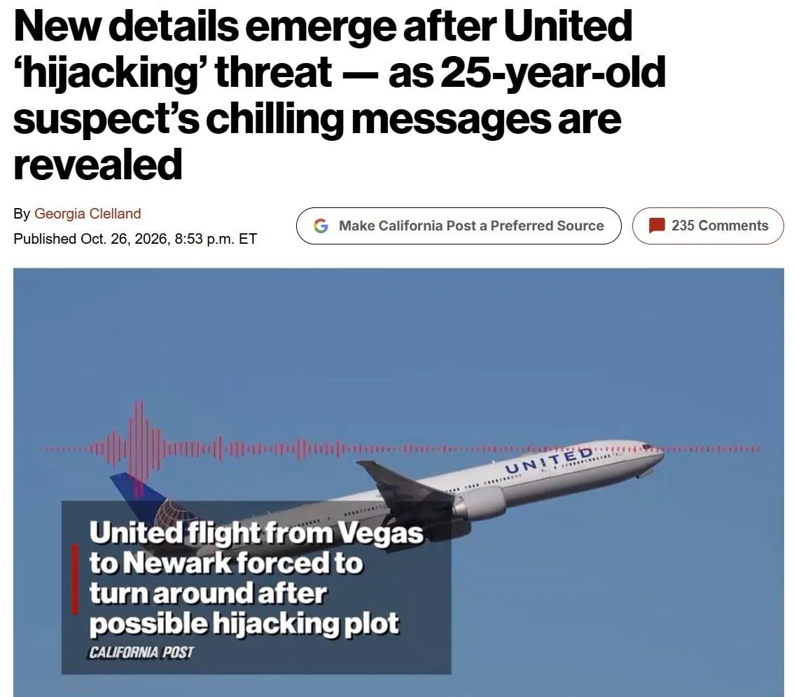 ✈️В США, возможно, предотвратили крупный теракт. Пассажир Boeing 737 писал в телефоне, ...