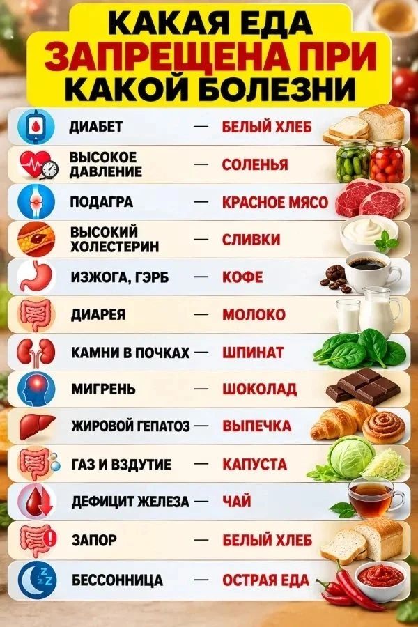 При различных заболеваниях действуют свои строгие ограничения в питании, так как опреде...