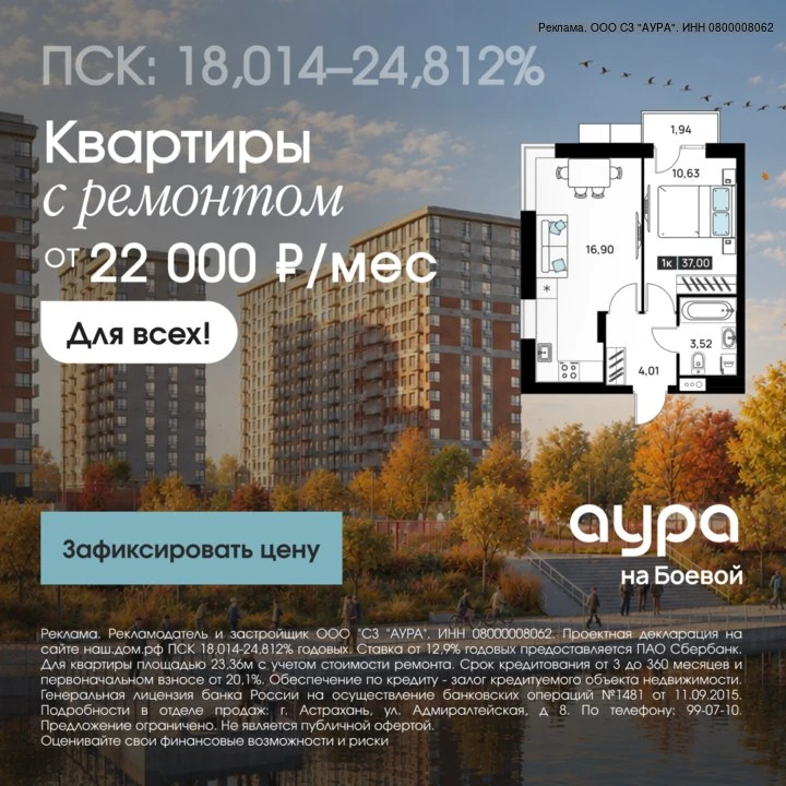 Квартиры с ремонтом в Астрахани — от 22 000 ₽/мес.