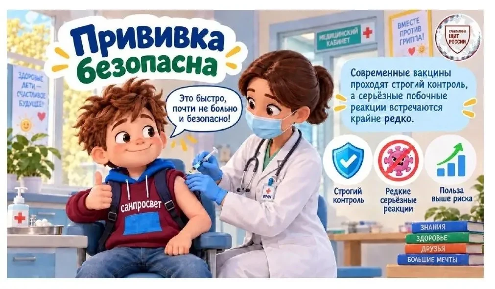 Роспотребнадзор напоминает о важности вакцинации через карточки Пети Лентяев.