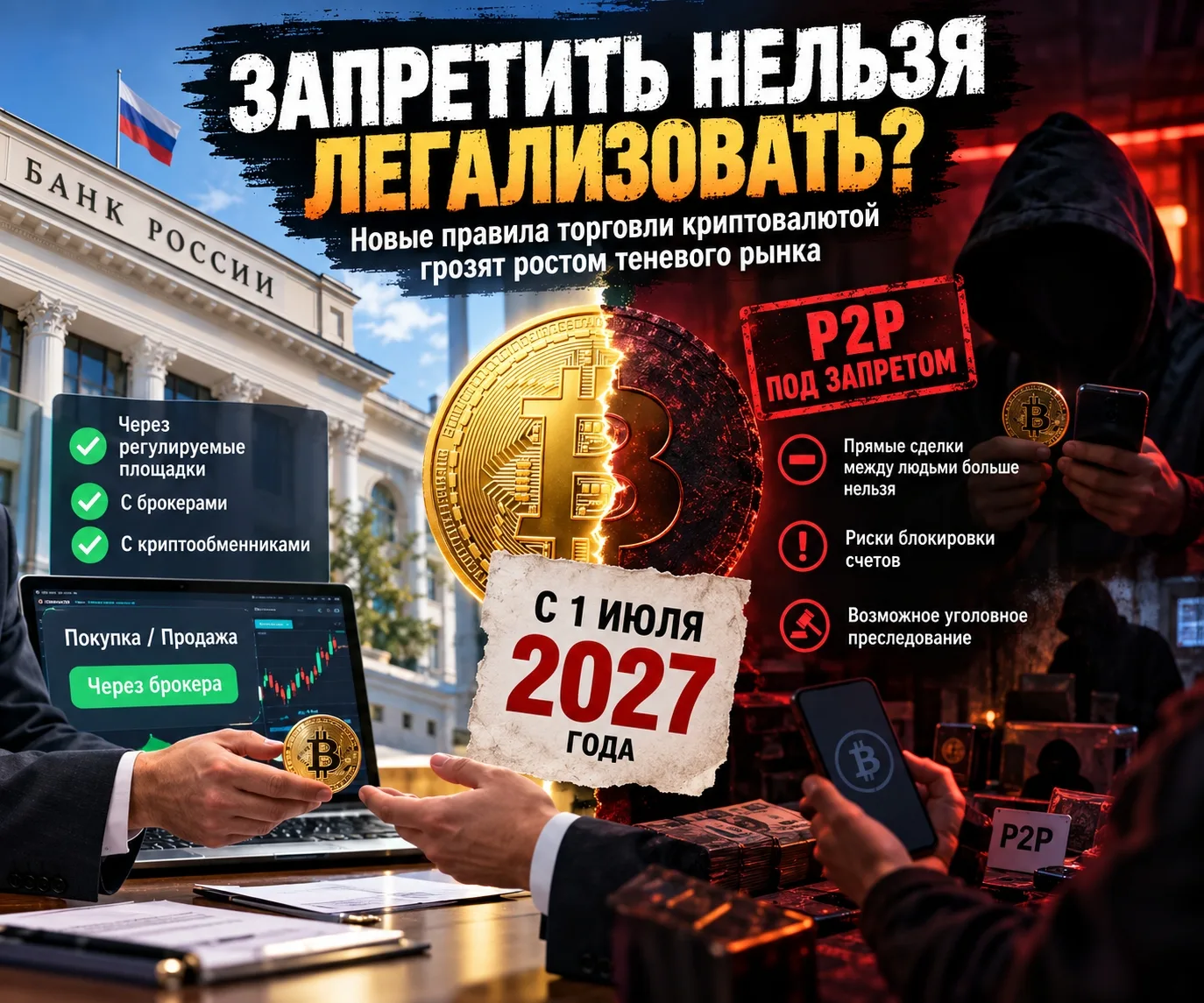 💸 В России с 1 июля 2027 года планируют запретить прямую торговлю криптовалютой между ...