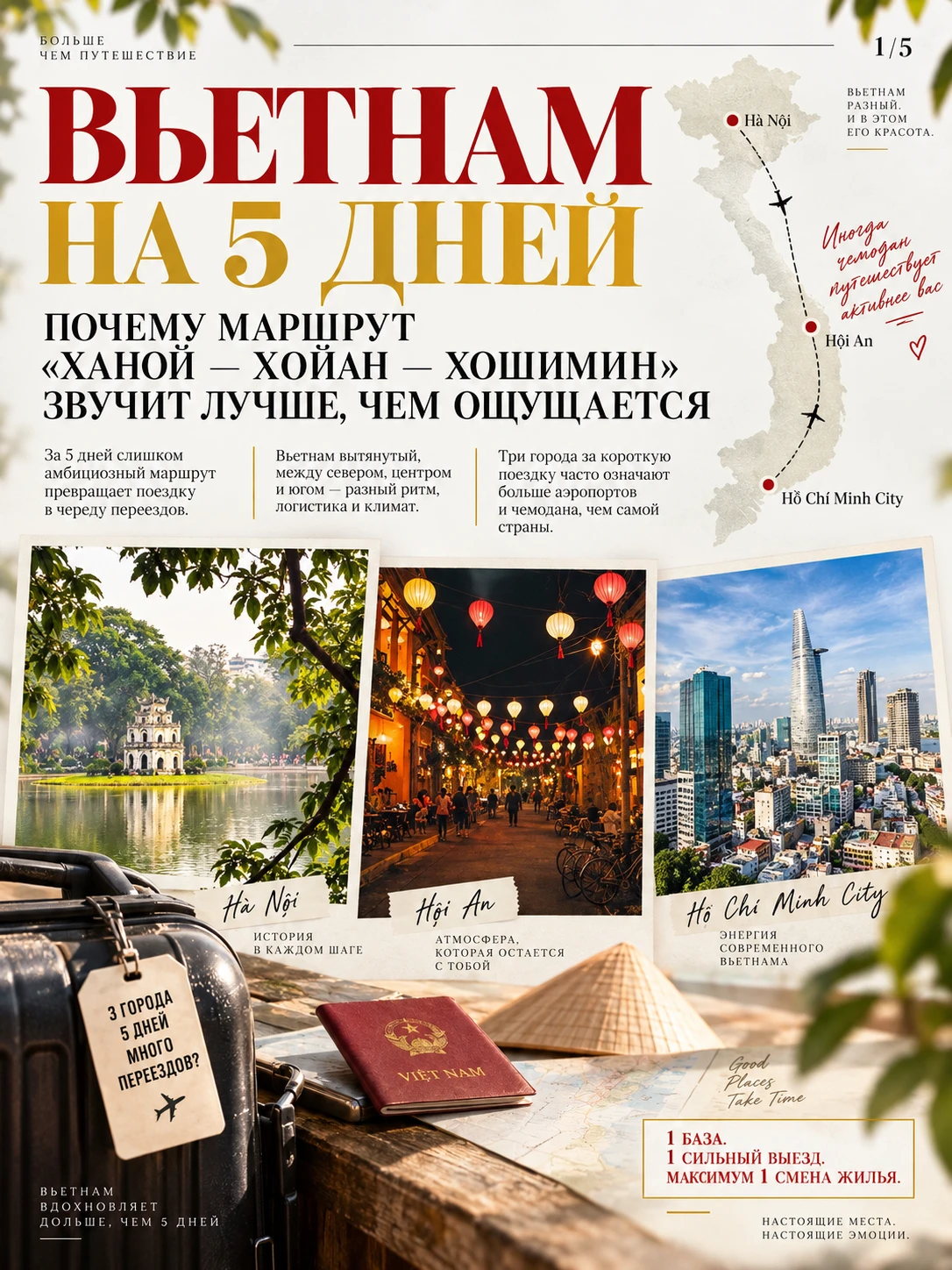 🇻🇳 Вьетнам на 5 дней: почему маршрут «Ханой — Хойан — Хошимин» звучит лучше, чем ощущ...