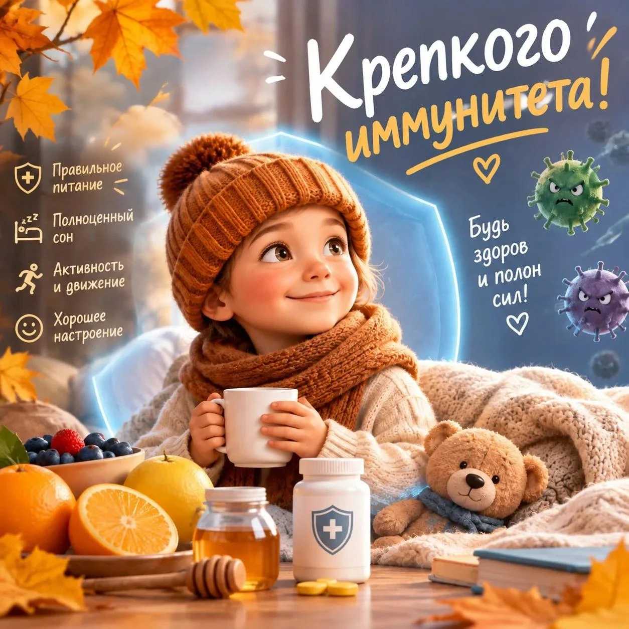 🍁 Осень — пора прекрасная, но коварная. Это сезон гриппа и простуды, к которому нужно ...