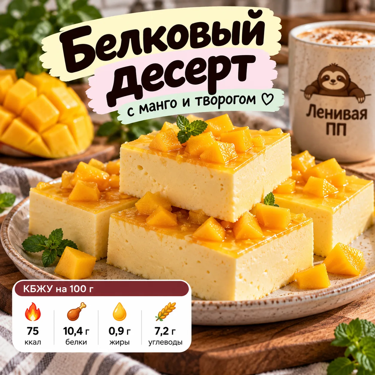 🥭 Нежный манговый десерт с творогом
