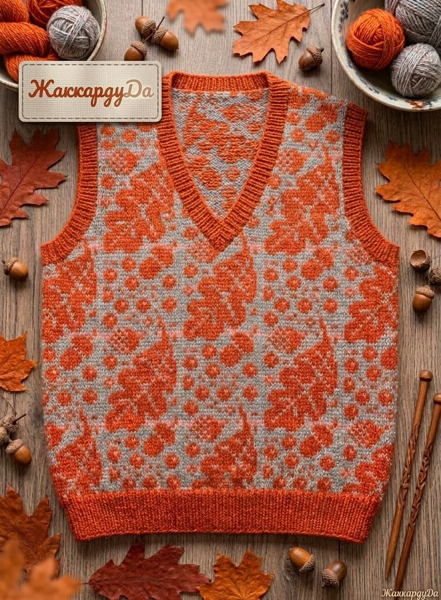 Схема для жаккарда. Дубовые листики. 🍂