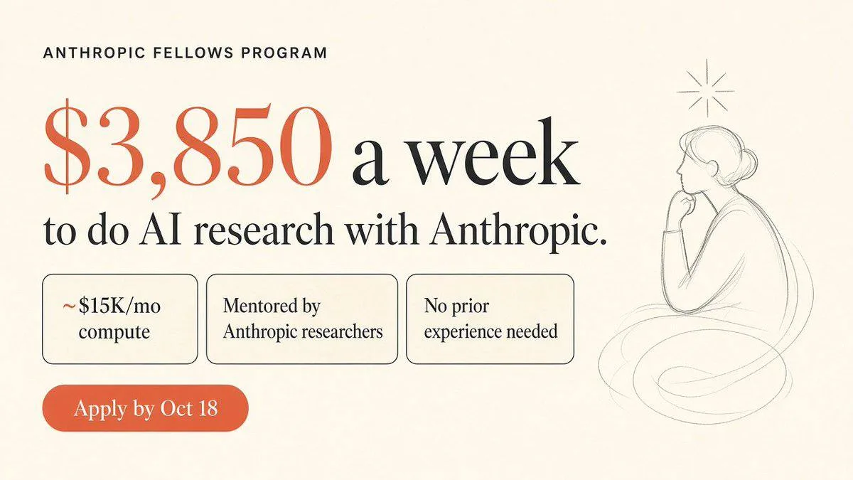 Компания Anthropic запустила программу Fellows, участникам которой платят 3850 долларов...