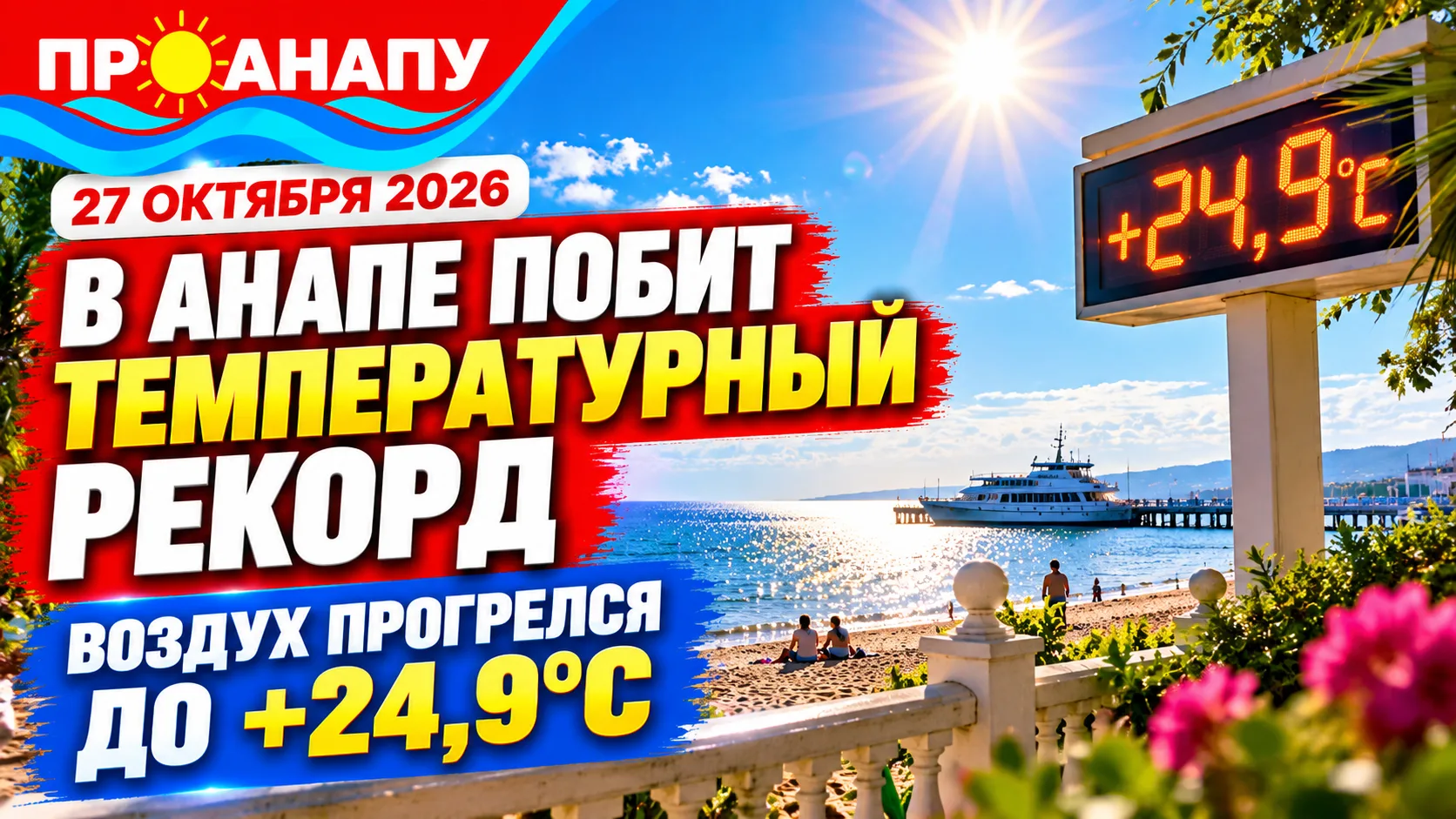 В Анапе побит температурный рекорд: 27 октября воздух прогрелся до +24,9°C