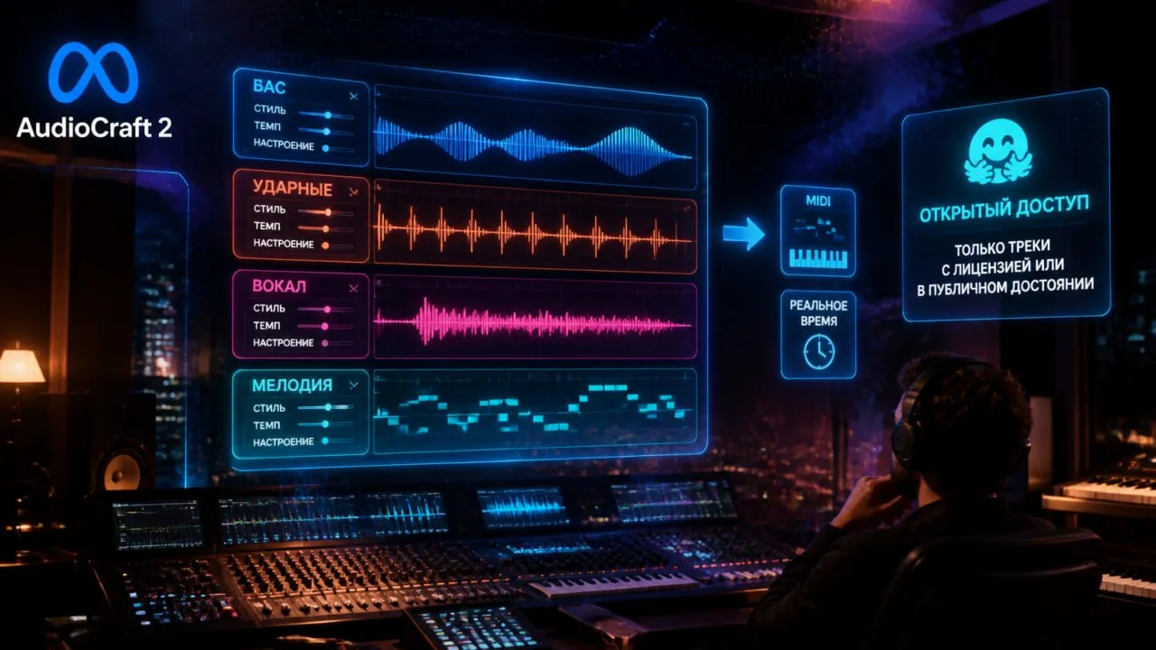 ✅ Meta открыла доступ к AudioCraft 2: генерация музыки с контролем инструментов и стиля