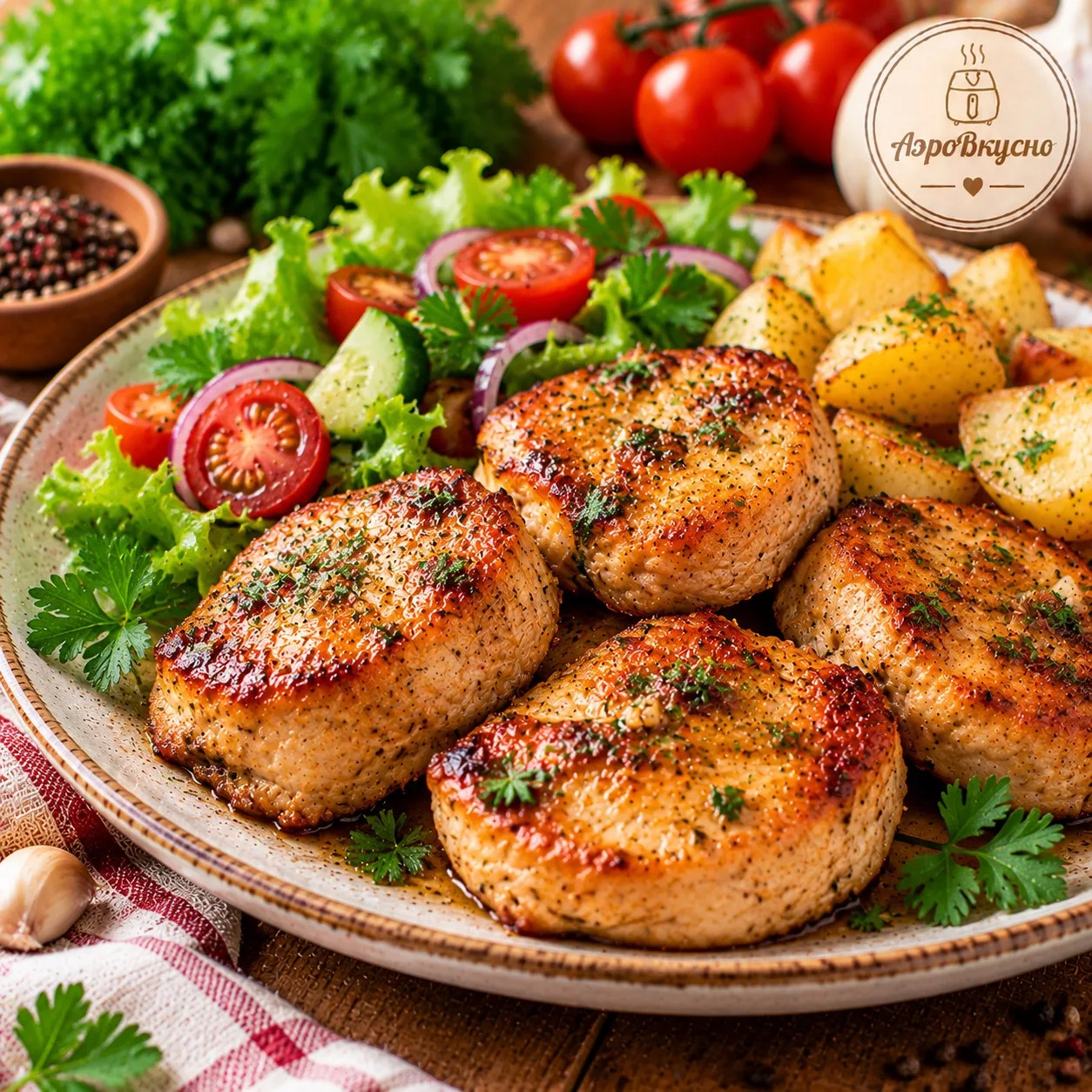 🍖 Медальоны из индейки с чесночным маслом в аэрогриле