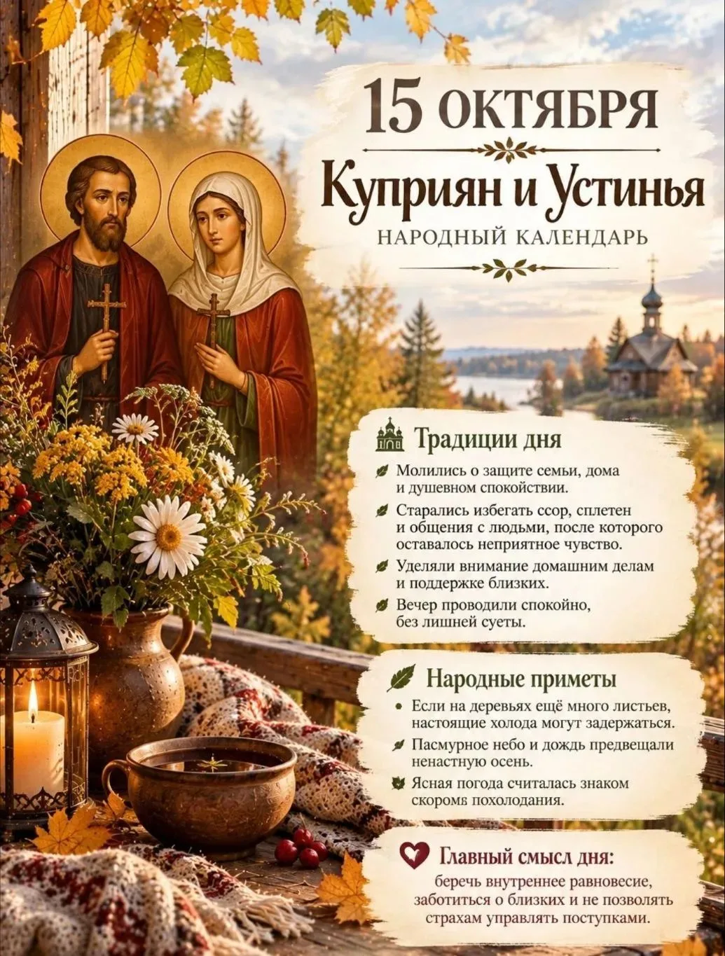 🍂 15 ОКТЯБРЯ — КУПРИЯН И УСТИНЬЯ
