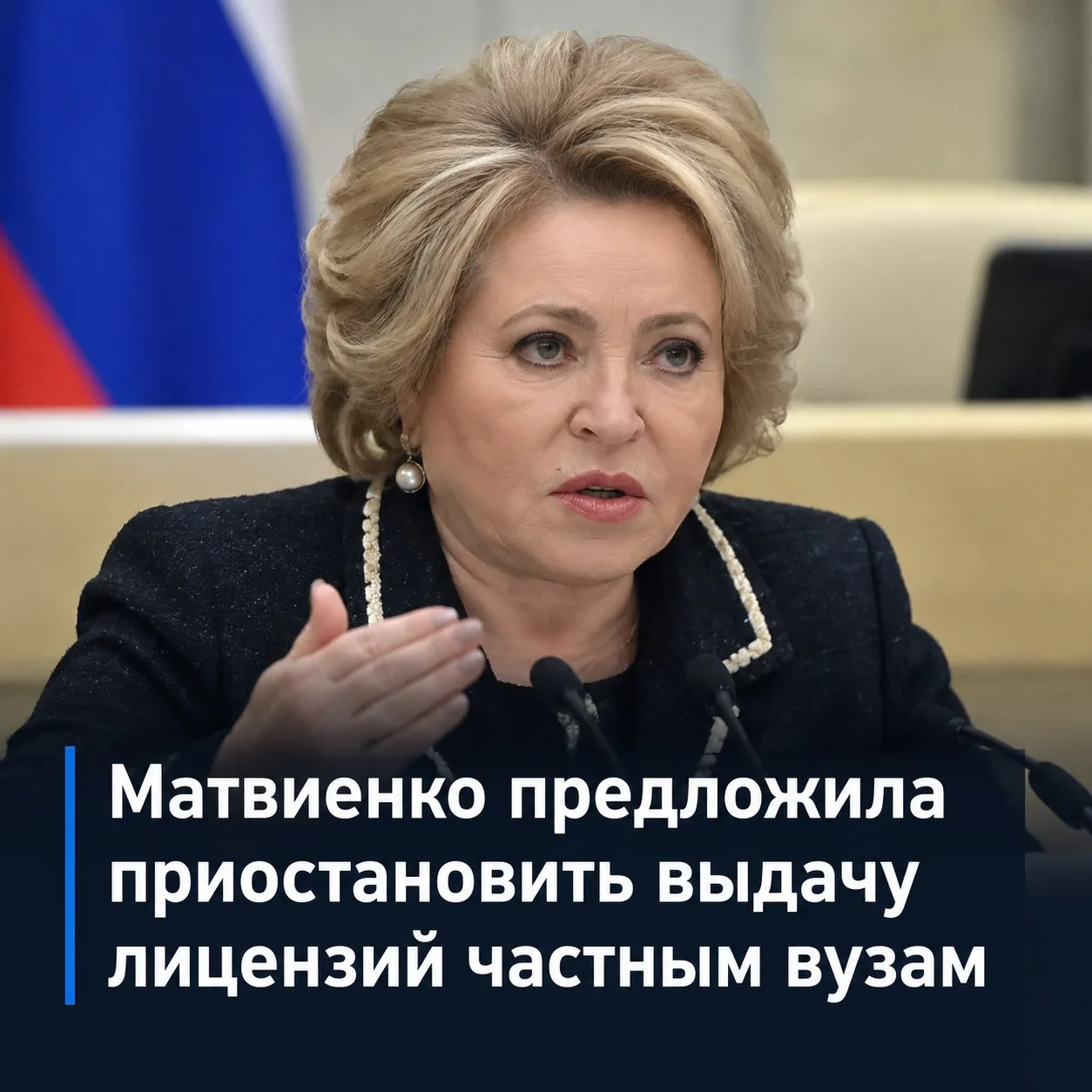 Матвиенко предложила приостановить выдачу лицензий частным вузам