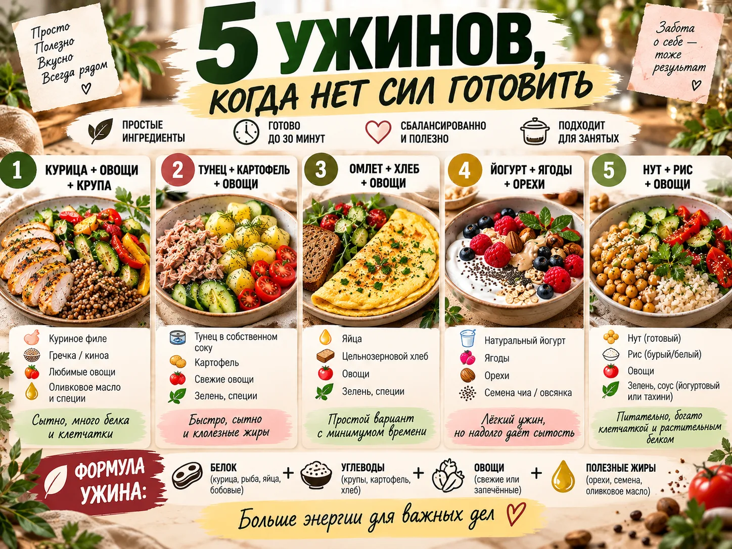 🍽️ ЧТО СЪЕСТЬ НА УЖИН, КОГДА СИЛ ХВАТАЕТ ТОЛЬКО ДОЙТИ ДО ХОЛОДИЛЬНИКА? 😅