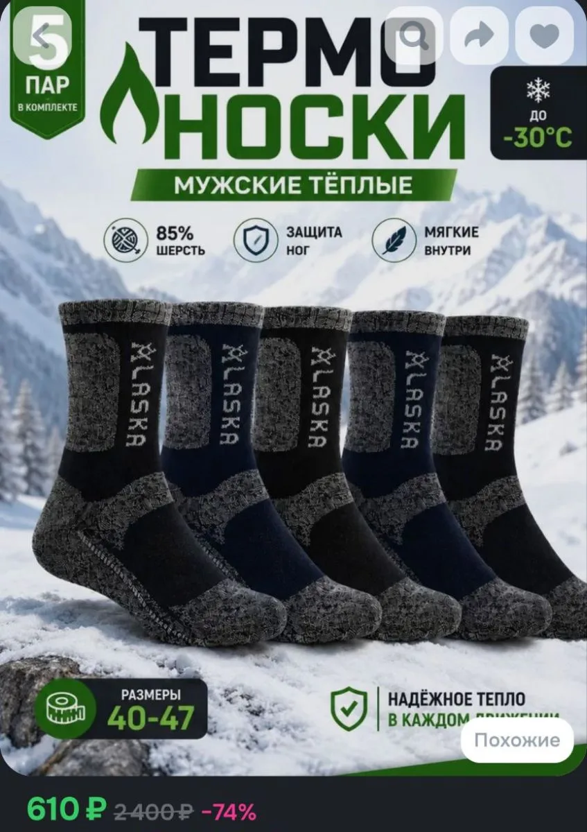 Носки мужские ALASKA, 5 пар