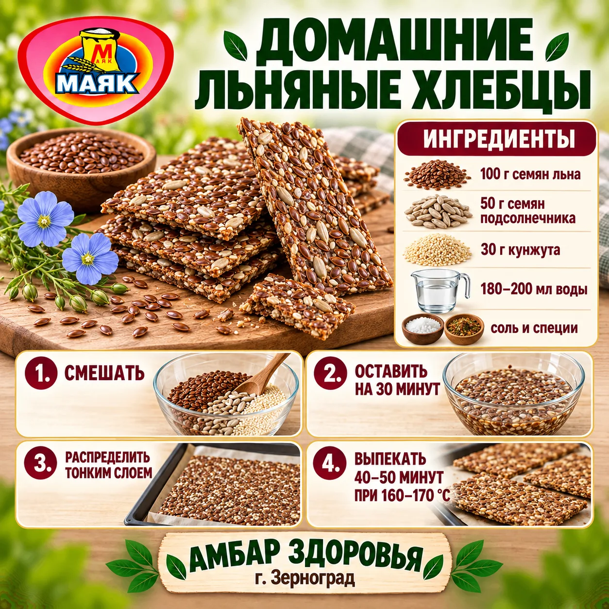 🥨 ДОМАШНИЕ ЛЬНЯНЫЕ ХЛЕБЦЫ