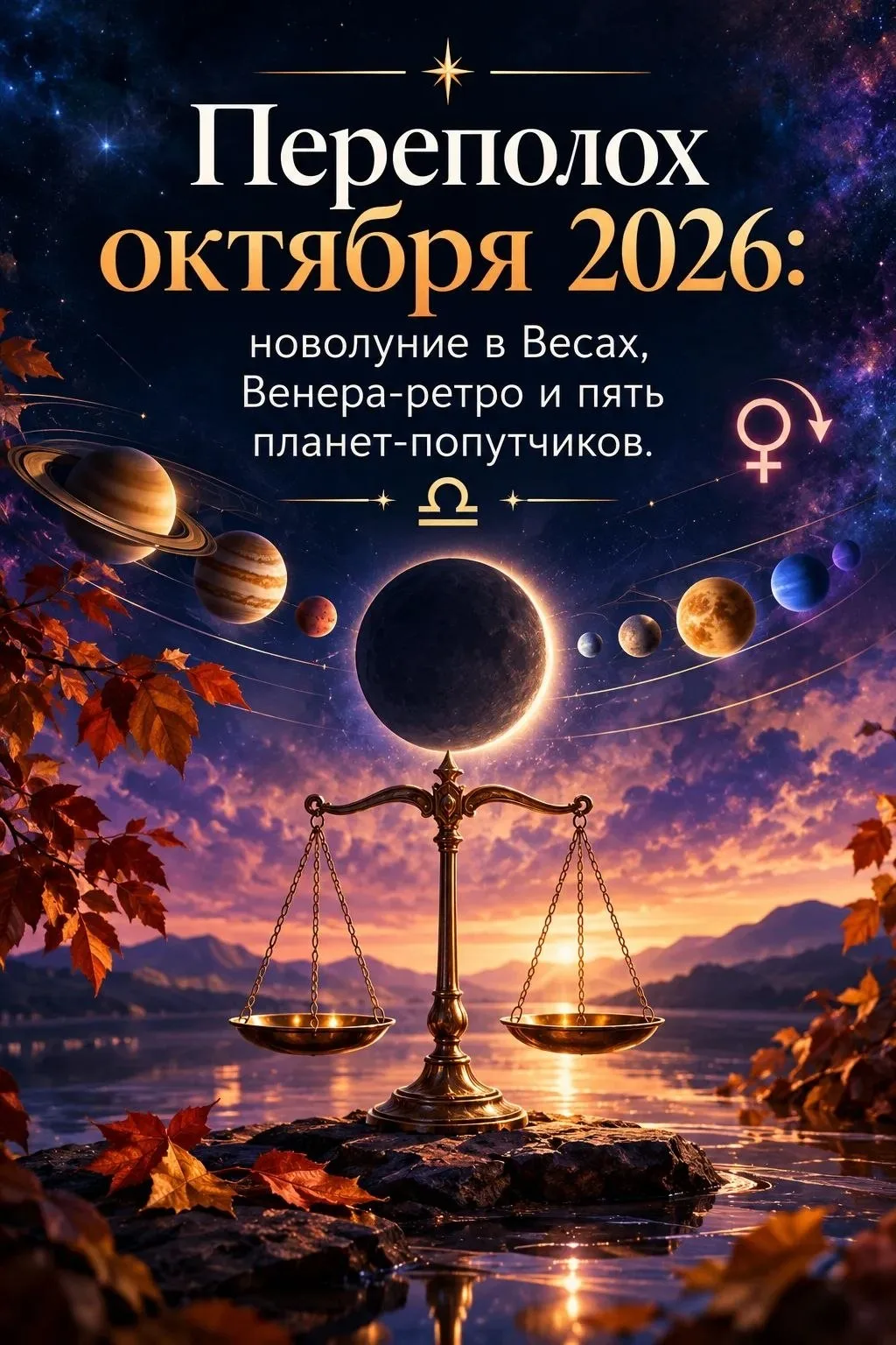 Переполох октября 2026: новолуние в Весах, Венера-ретро и пять планет-попутчиков