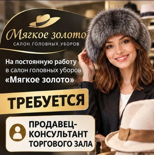 В салон головных уборов "Мягкое золото" на постоянную работу