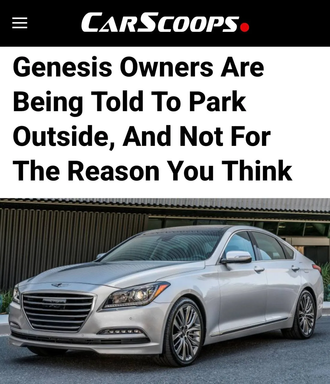 Владельцам Genesis разрешают парковаться ТОЛЬКО на улице — Hyundai отзывает почти 95 ты...