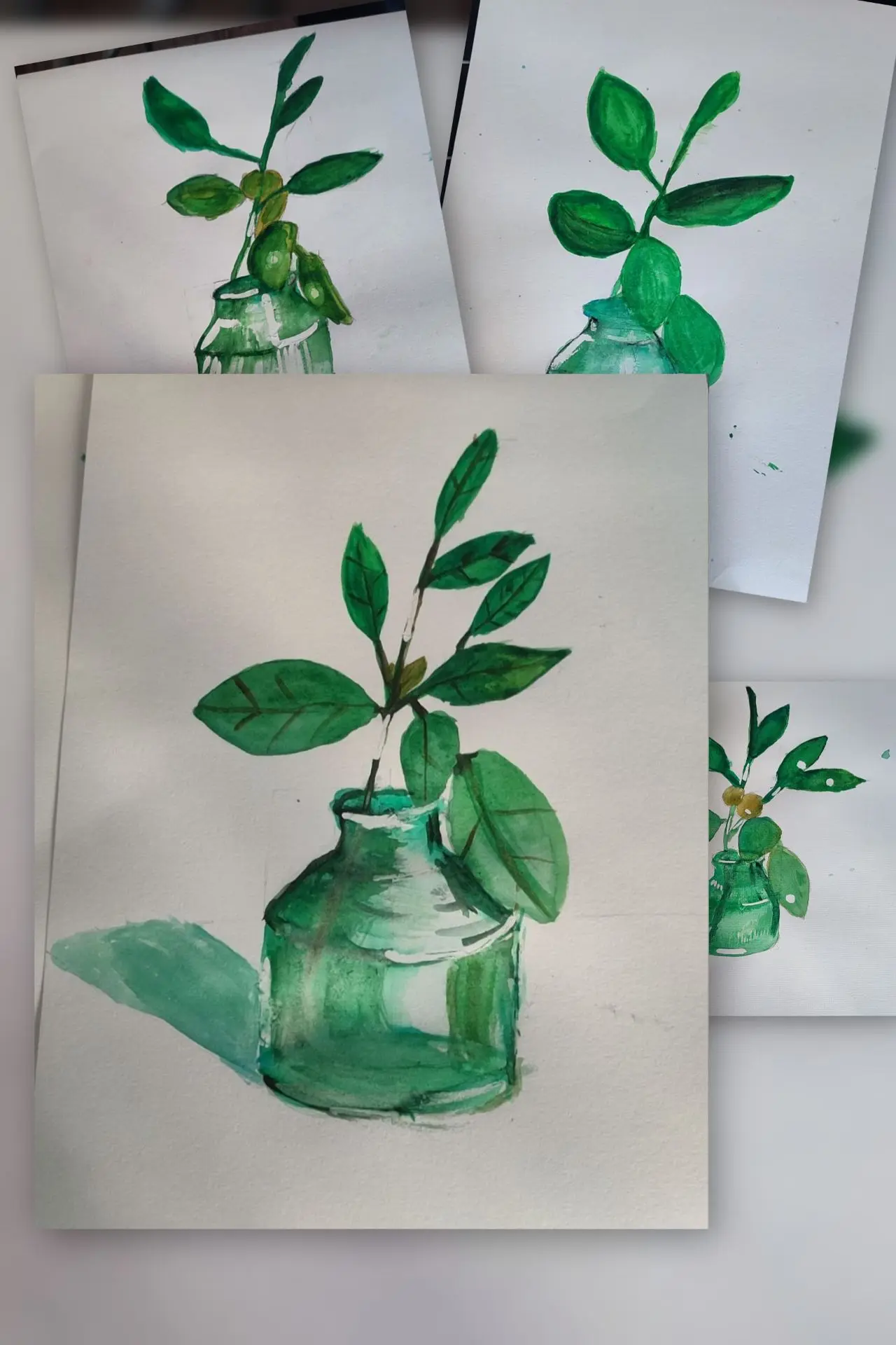 Результат трудов ученицы онлайн школы "Акварельные выходные" 🌿 Умница, Лиза! 🌿 Нескол...