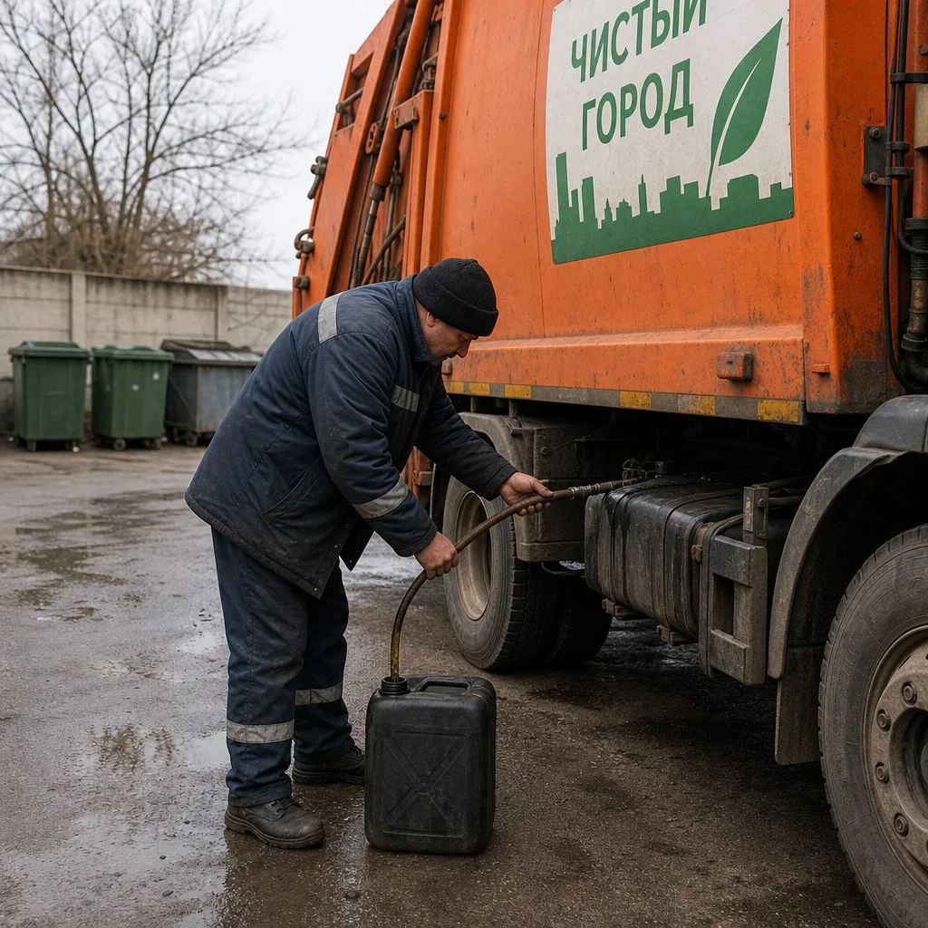 🛻В Симферополе водитель мусоровоза украл с работы более 1,1 тысячи литров дизеля за по...