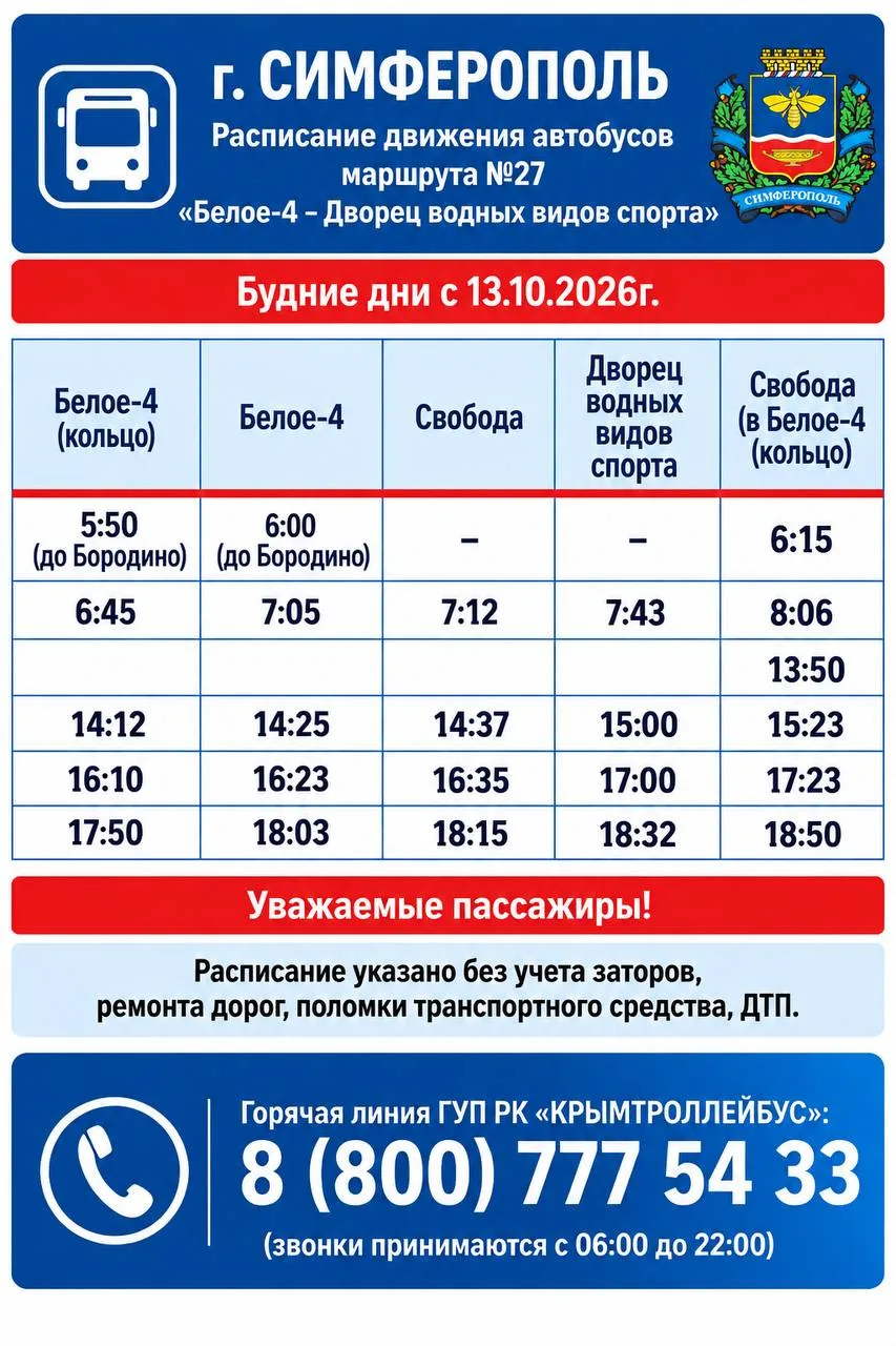 В Симферополе вводится новое расписание движения автобусов по маршрутам № 508-23 и № 27