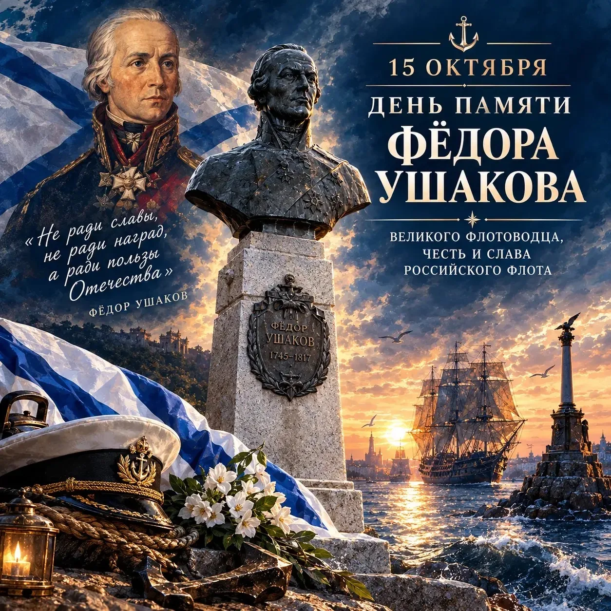 ⚓️ ДЕНЬ В ИСТОРИИ СЕВАСТОПОЛЯ. 15 ОКТЯБРЯ — ДЕНЬ ПАМЯТИ АДМИРАЛА ФЁДОРА УШАКОВА