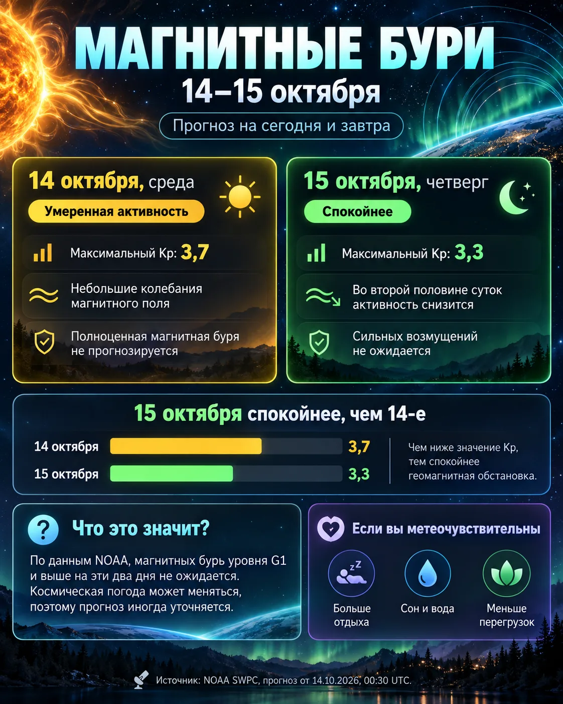 🌍 МАГНИТНЫЕ БУРИ 14 И 15 ОКТЯБРЯ: ЧЕГО ЖДАТЬ?